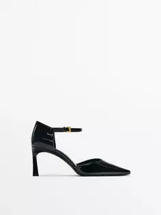 Туфли из искусственной лакированной кожи на высоком каблуке Massimo Dutti, черный