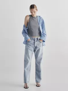 Прямые джинсы с высокой посадкой Massimo Dutti, синий