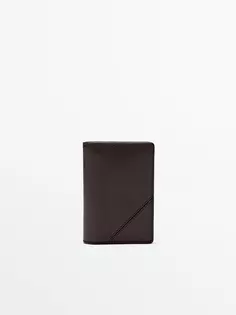 Вертикальный кожаный кошелек Massimo Dutti, коричневый