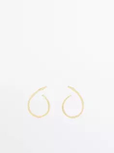 Позолоченные серьги-кольца с овальными функциями Massimo Dutti, золотой