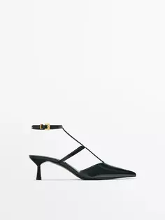 Босоножки на каблуке Massimo Dutti, черный