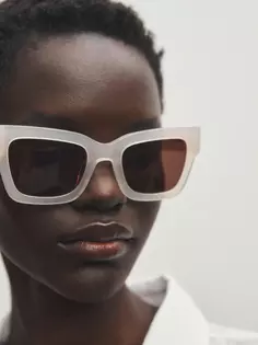 Солнцезащитные очки в d-образной оправе Massimo Dutti, бежевый