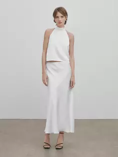 Длинная струящаяся юбка - студия Massimo Dutti, кремовый