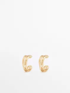 Позолоченные серьги-кольца минималист Massimo Dutti, золотой
