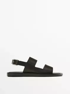 Коричневые кожаные сандалии - ограниченная серия Massimo Dutti, коричневый