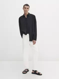 Джинсовая рубашка облегающего кроя Massimo Dutti, черный