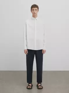 Эластичная рубашка облегающего кроя - studio Massimo Dutti, белый