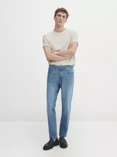 Бличные джинсы зауженного кроя среднего кроя Massimo Dutti, индиго