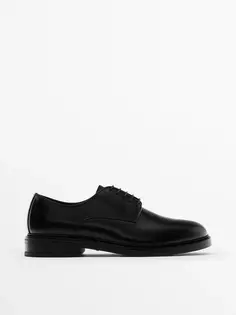 Черные кожаные туфли дерби Massimo Dutti, черный