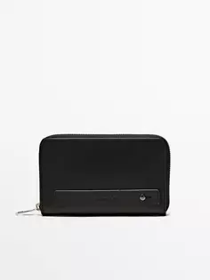 Кожаный кошелек для паспорта Massimo Dutti, черный