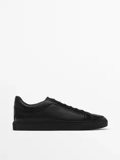 Черные кожаные кроссовки Massimo Dutti, черный
