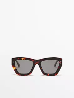 Угловые солнцезащитные очки с эффектом черепаховой паркети Massimo Dutti, коричневый
