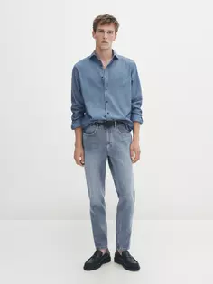Отбеливаемые джинсы свободного кроя Massimo Dutti, индиго