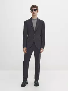Шерстяные брюки super 120&apos;s check Massimo Dutti, серый