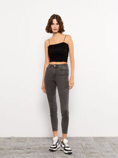 Зауженные прямые женские джинсы с высокой талией LCW Eco