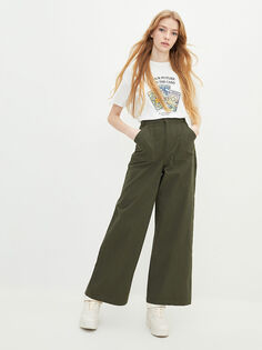 Женские брюки стандартного кроя с прямыми карманами и деталями LCW Casual