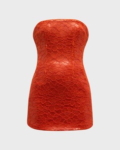 Украшенное кружевное мини-платье без бретелек с косточками LaQuan Smith