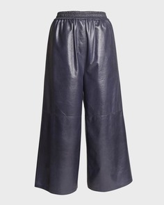 Укороченные кожаные брюки с деталью Anagram Loewe