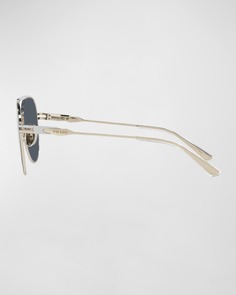 Мужские солнцезащитные очки Pilot с металлической двойной перемычкой Prada