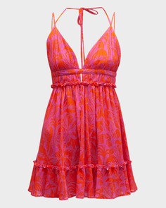 Мини-платье Daphne с пальмовым принтом PQ Swim