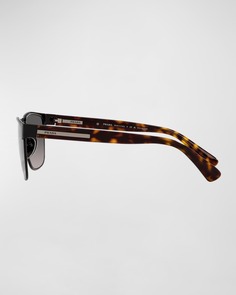 Мужские квадратные поляризованные солнцезащитные очки с половинной оправой Prada