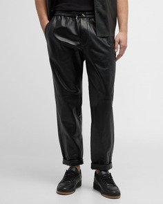 Мужские кожаные брюки-джоггеры Saint Laurent