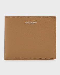 Мужской кошелек Bifold из зернистой кожи Saint Laurent