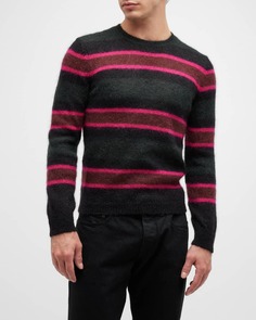 Мужской свитер в полоску из смесового мохера Saint Laurent