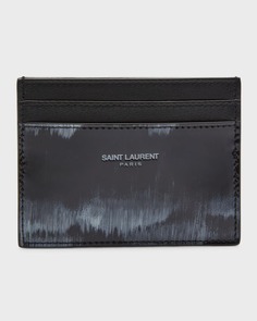 Мужской визитница из матовой лакированной кожи Saint Laurent