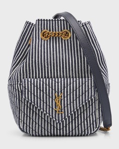 Джинсовая сумка-мешок в полоску Mini YSL Saint Laurent