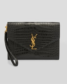 Чехол YSL с клапаном-конвертом и тиснением под крокодила Saint Laurent