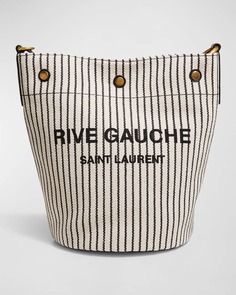 Сумка-ведро из плотной ткани в полоску Rive Gauche Saint Laurent