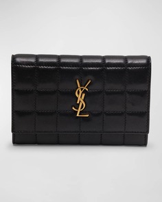 Маленький стеганый кожаный кошелек YSL Monogram Saint Laurent