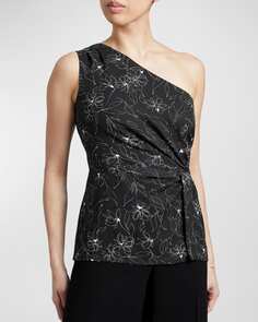 Блуза Neda на одно плечо с цветочным принтом и драпировкой Santorelli