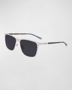 Мужские прямоугольные солнцезащитные очки в металлической оправе Shinola