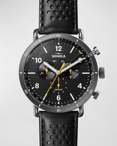 Мужские кожаные часы Canfield Sport с хронографом, 45 мм Shinola