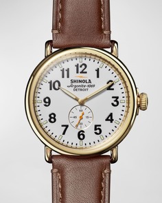 Мужские часы The Runwell с кожаным ремешком, 47 мм Shinola