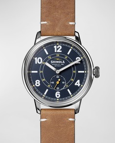 Мужские кожаные часы Traveler Sub-Second, 42 мм Shinola