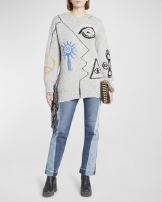 Вязаный свитер с бахромой в стиле народного творчества Stella McCartney
