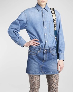 Джинсовое мини-платье-рубашка Double Vintage Stella McCartney