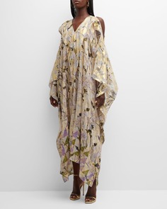 Жаккардовое платье-кафтан с геометрическим принтом и фризом St. John