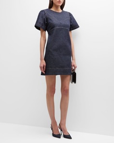 Джинсовое мини-платье Antonella с контрастной отстрочкой Tanya Taylor