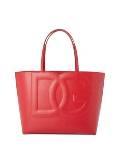 Большая кожаная сумка-тоут с логотипом Dolce &amp; Gabbana