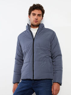 Мужское надувное пальто со стандартным узором и вертикальным воротником LCW Eco