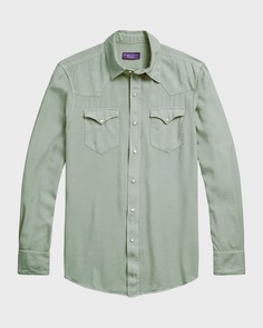Мужская рубашка в стиле вестерн Aspen, окрашенная в готовом виде Ralph Lauren Purple Label