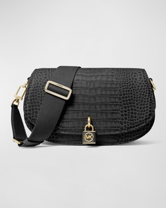 Сумка-мессенджер Mila среднего размера из ткани Moc-Croc Sling MICHAEL Michael Kors