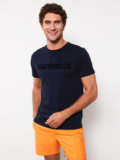 Мужская футболка из чесаного хлопка с круглым вырезом и коротким рукавом с принтом Southblue