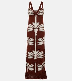 Платье макси Palm вязки интарсия из хлопка JOHANNA ORTIZ, коричневый