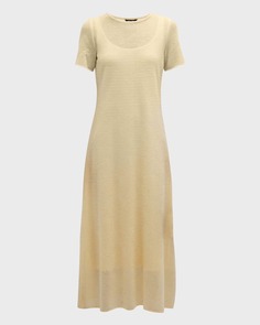 Платье макси трапециевидной формы с короткими рукавами в рубчик Misook