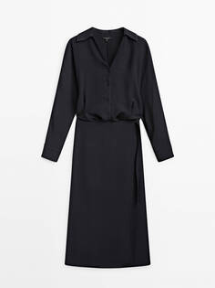 Платье Massimo Dutti Long Pareo Shirt, черный